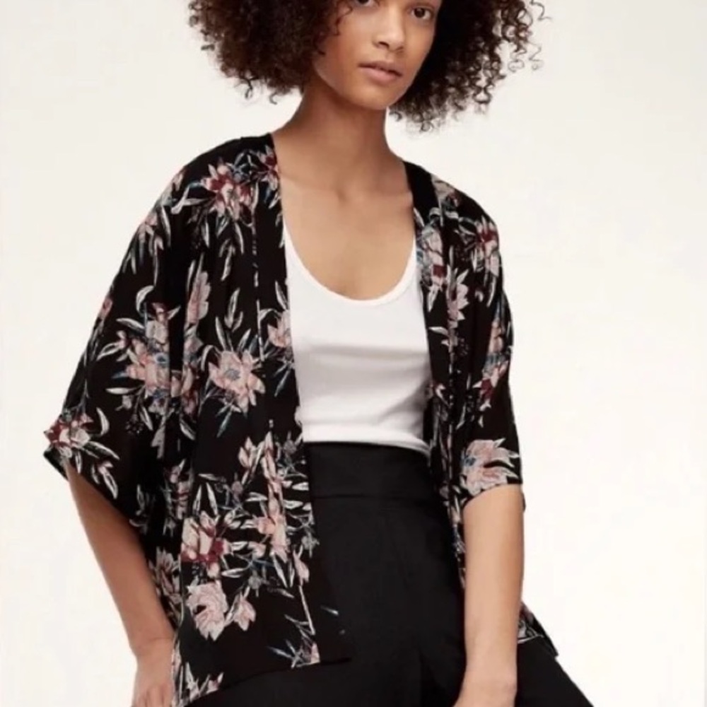 Talula Black and Pink Floral Blouse